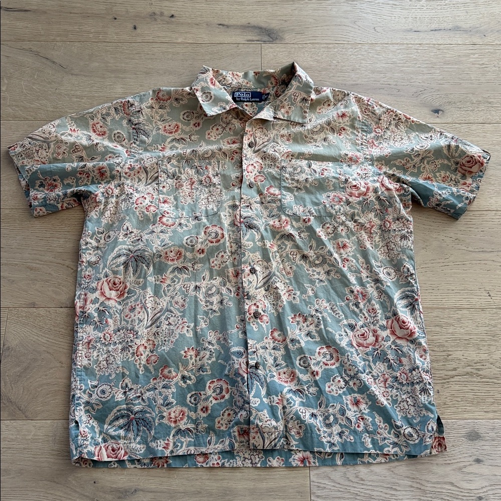 Polo Ralph Lauren Men's Floral Button Down Shirt Hawaiian Flowers Palm Trees XL